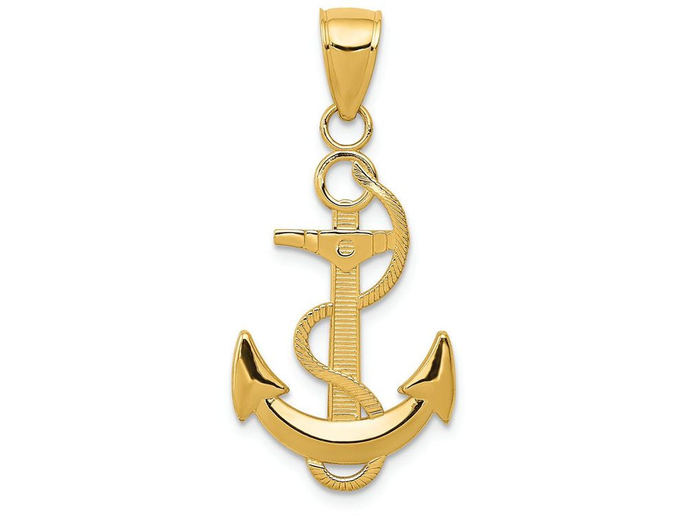 FJC Finejewelers 14k Yellow Gold Polished Anchor with Rope Charm