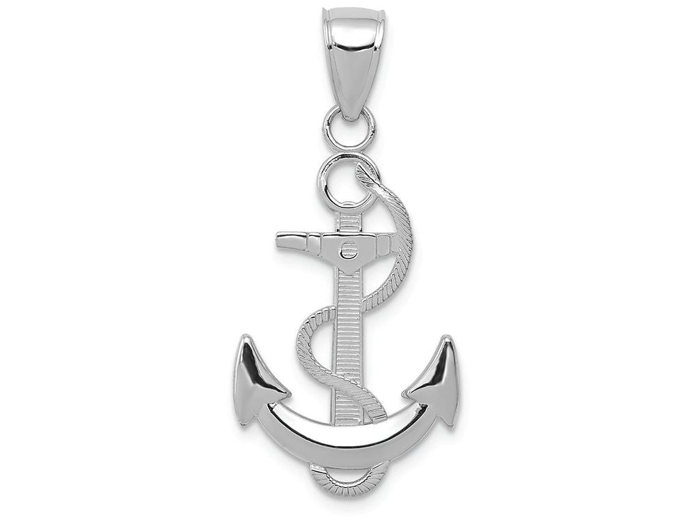 FJC Finejewelers 14k White Gold Polished Anchor with Rope Charm
