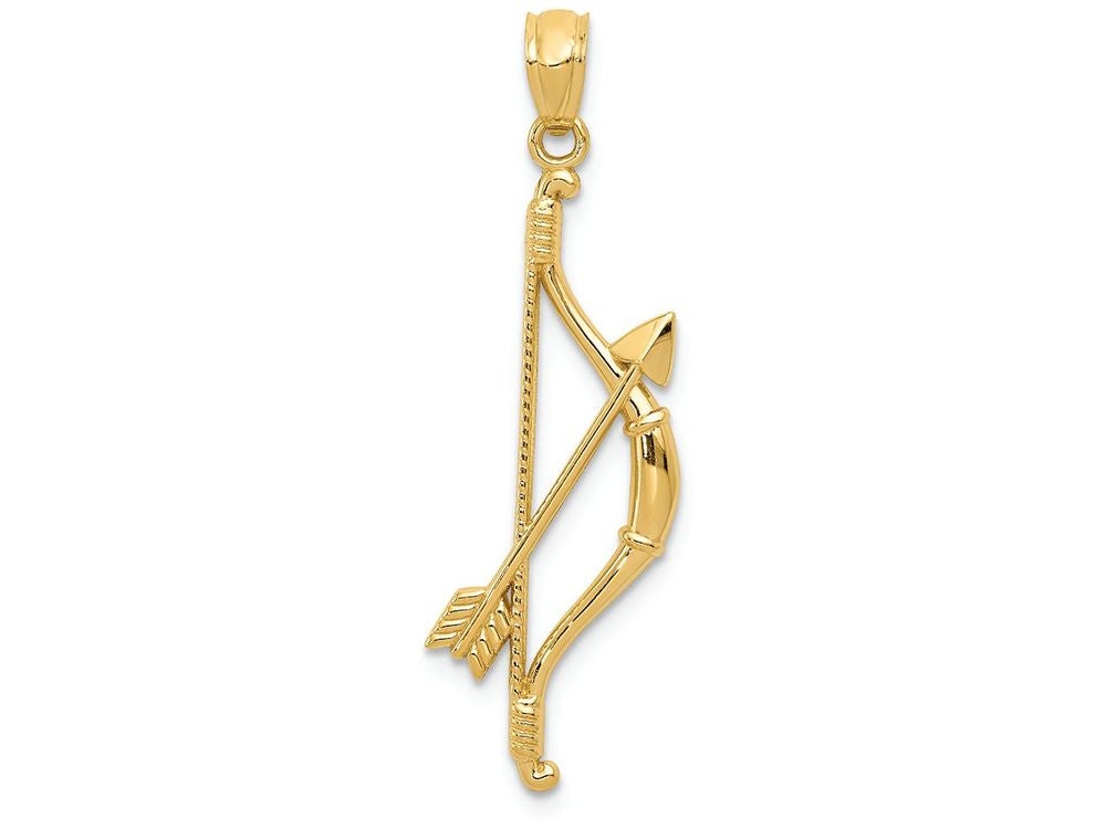 FJC Finejewelers 14k Yellow Gold Polished Textured Bow Arrow Charm