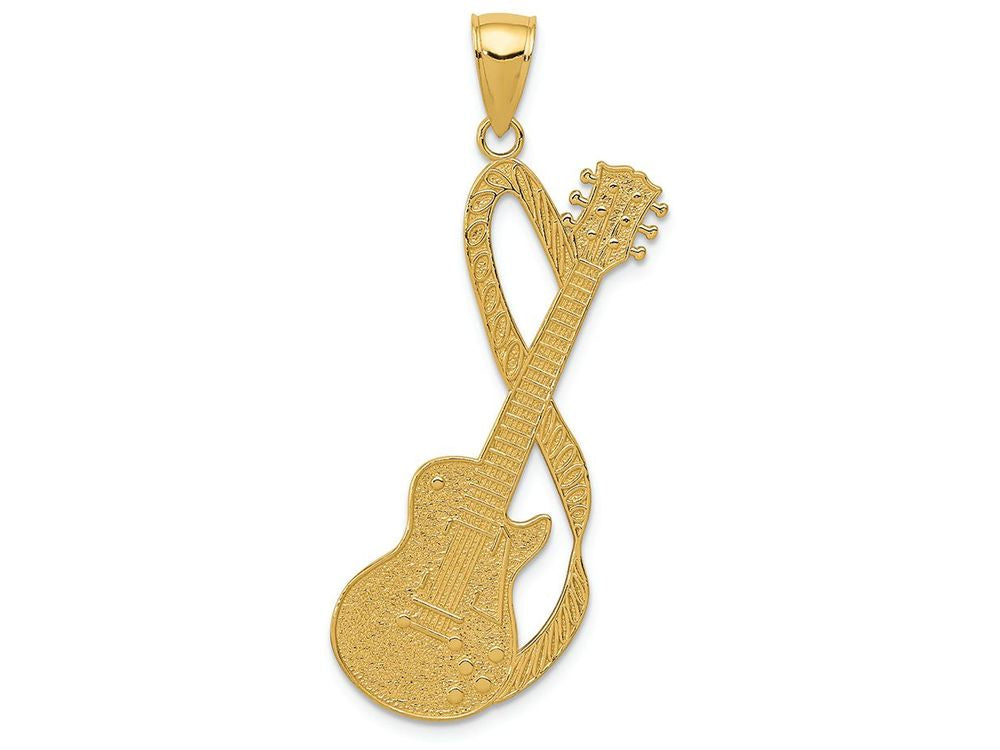 FJC Finejewelers 14k Yellow Gold Large Guitar with Strap Textured Charm