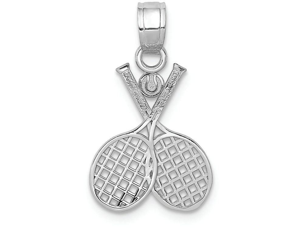 FJC Finejewelers 14k White Gold Double Tennis Racquet Charm