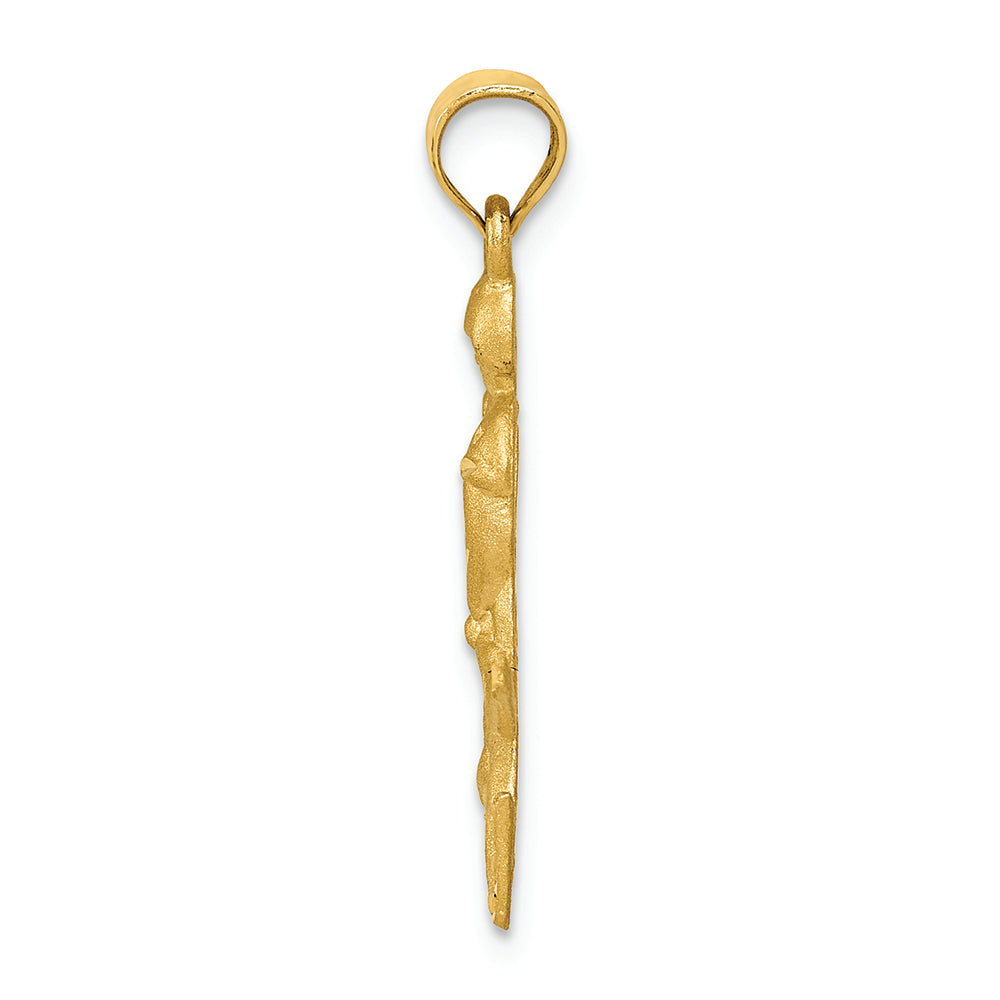 FJC Finejewelers 14k Yellow Gold Satin Bright Cut Hockey Player Charm