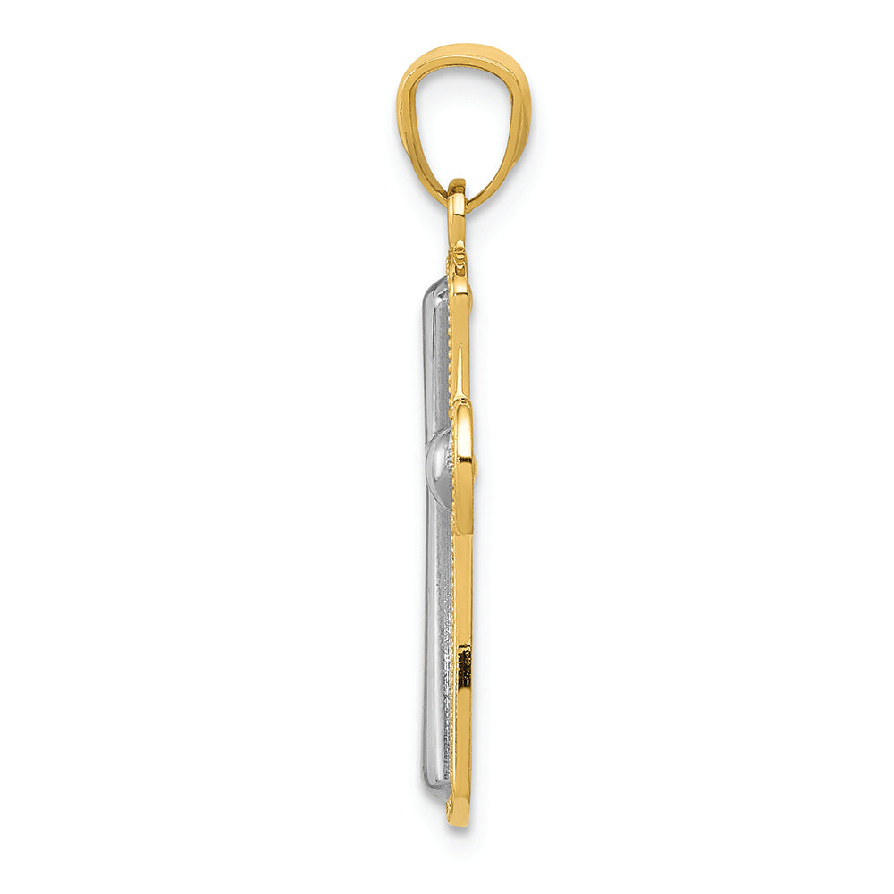 FJC Finejewelers 14k Yellow Gold with Rhodium Polished Cross Charm