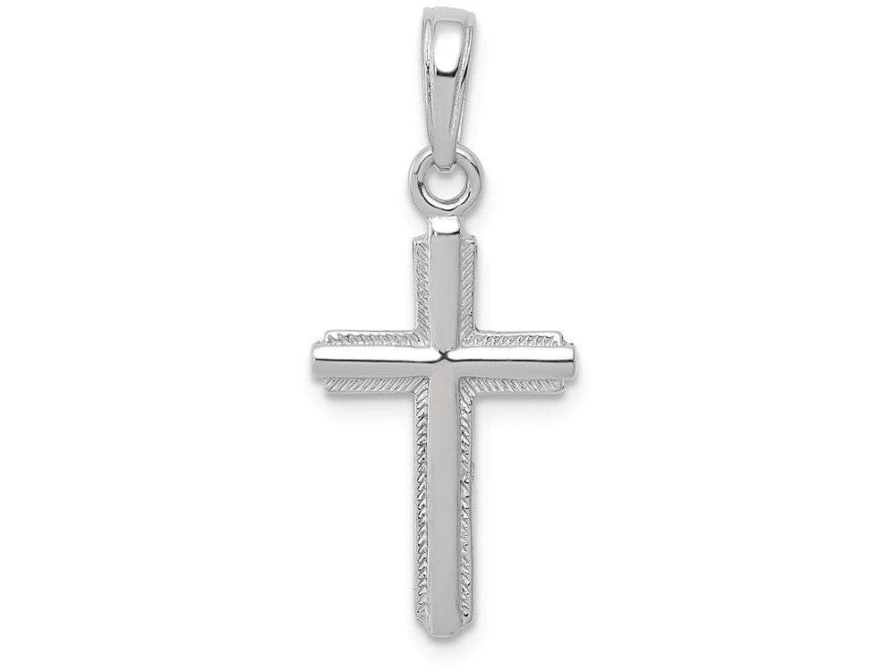 FJC Finejewelers 14k White Gold Cross with Stripped Border Charm