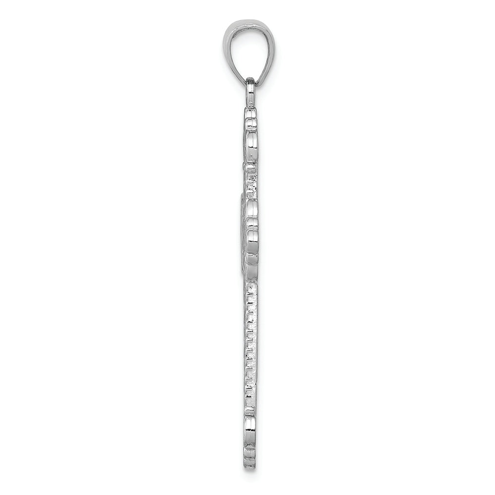 FJC Finejewelers 14k White Gold Large Rope Frame Filigree Cross with Fleur-de-lis Tips(1o Charm