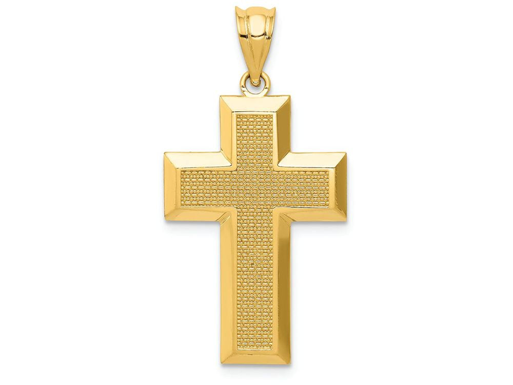 FJC Finejewelers 14k Yellow Gold Polished Textured Cross Charm