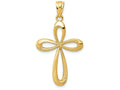 FJC Finejewelers 14k Yellow Gold Polished Ribbon Cross Charm