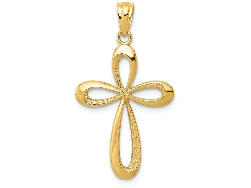 FJC Finejewelers 14k Yellow Gold Polished Ribbon Cross Charm