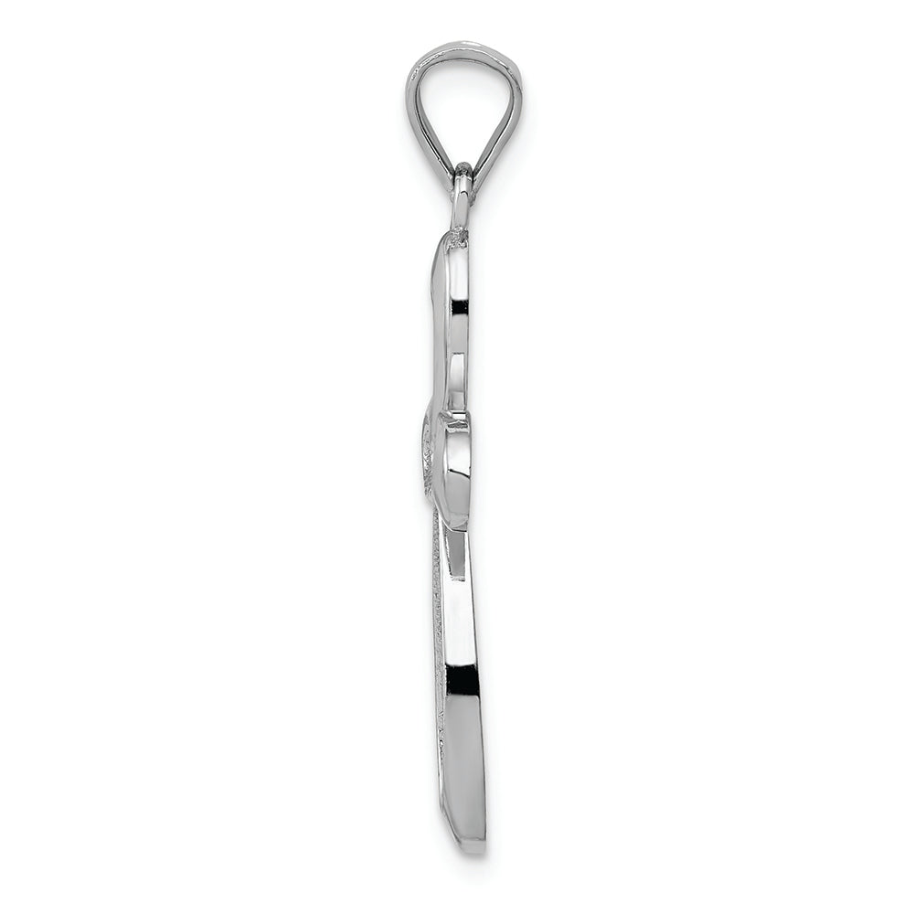FJC Finejewelers 14k White Gold Polished Ribbon Cross Charm