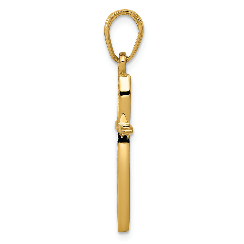FJC Finejewelers 14k Yellow Gold Polished Stick Cross with Tapered Ends Charm