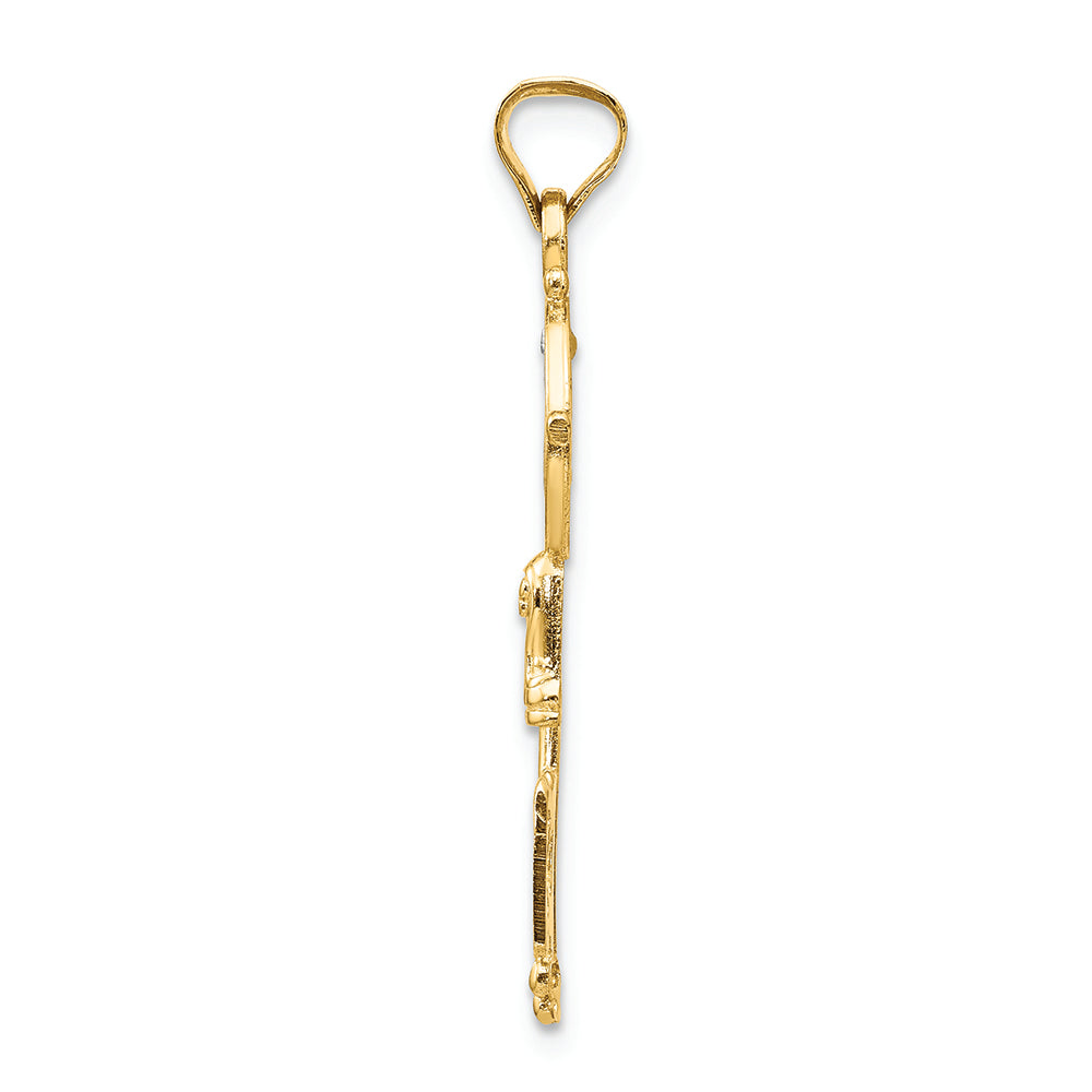 FJC Finejewelers 14k Yellow Gold with with Rhodium Cross Key Charm