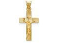 FJC Finejewelers 14k Yellow Gold Polished Satin And Bright Cut Crucifix Charm