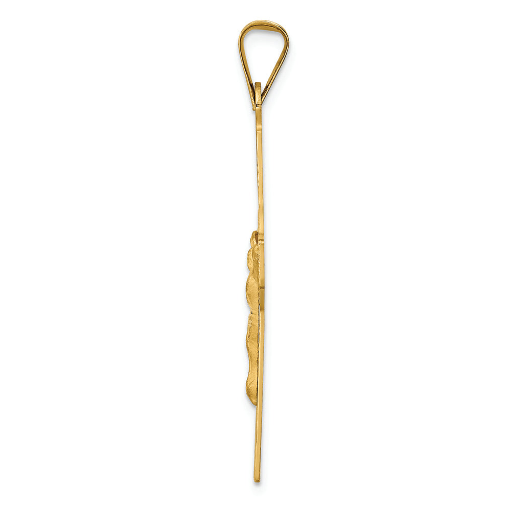 FJC Finejewelers 14k Yellow Gold Polished Satin And Bright Cut Crucifix Charm