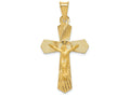 FJC Finejewelers 14k Yellow Gold Polished Satin And Bright Cut Crucifix Charm
