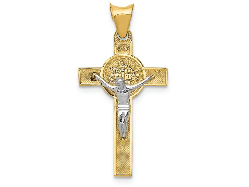 FJC Finejewelers 14k Two-tone Gold St. Benedict Medal Crucifix Cross Charm