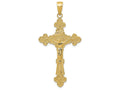 FJC Finejewelers 14k Yellow Gold Polished Textured Inri Crucifix Fleur De Lis Charm