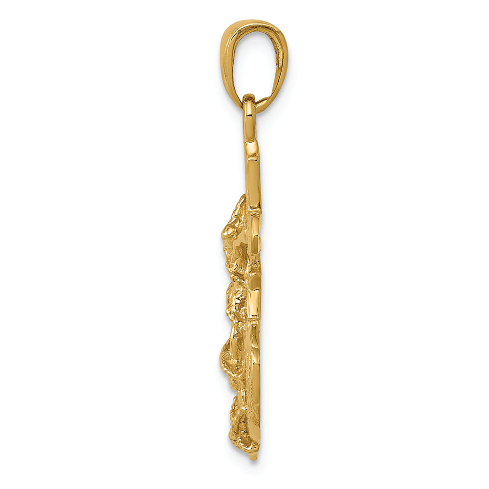 FJC Finejewelers 14k Yellow Gold Polished Textured  Mariners Crucifix Ropewithheel Charm
