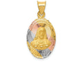 FJC Finejewelers 14k Yellow Gold with Rhodium Polished Bright Cut Sagrado Corazon Oval Charm