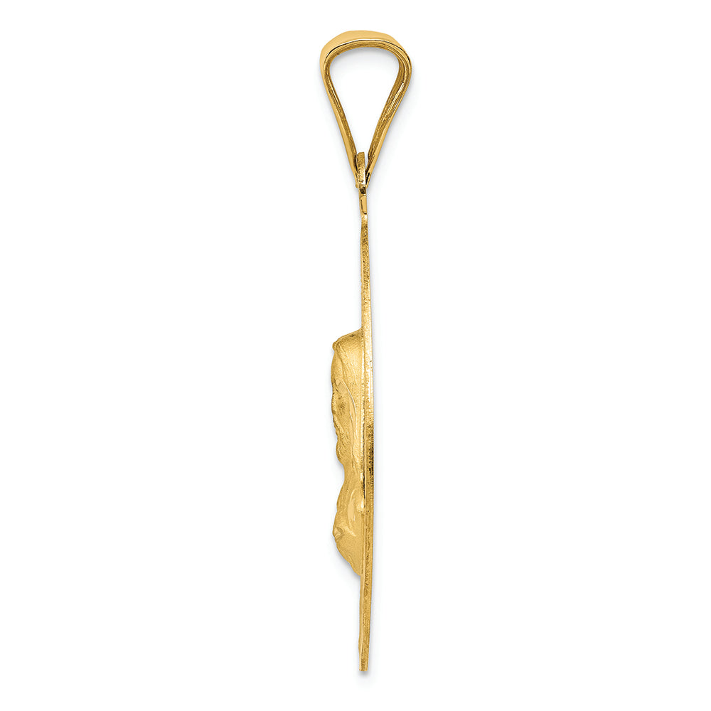 FJC Finejewelers 14k Yellow Gold with Rhodium Polished Bright Cut Sagrado Corazon Oval Charm