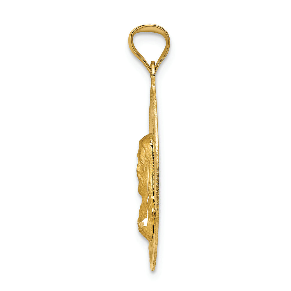 FJC Finejewelers 14k Yellow Gold Polished Bright Cut Sagrado Corazon Oval Charm