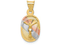 FJC Finejewelers 14k Yellow Gold with Rhodium Polished Bright Cut Corpus Oval Charm