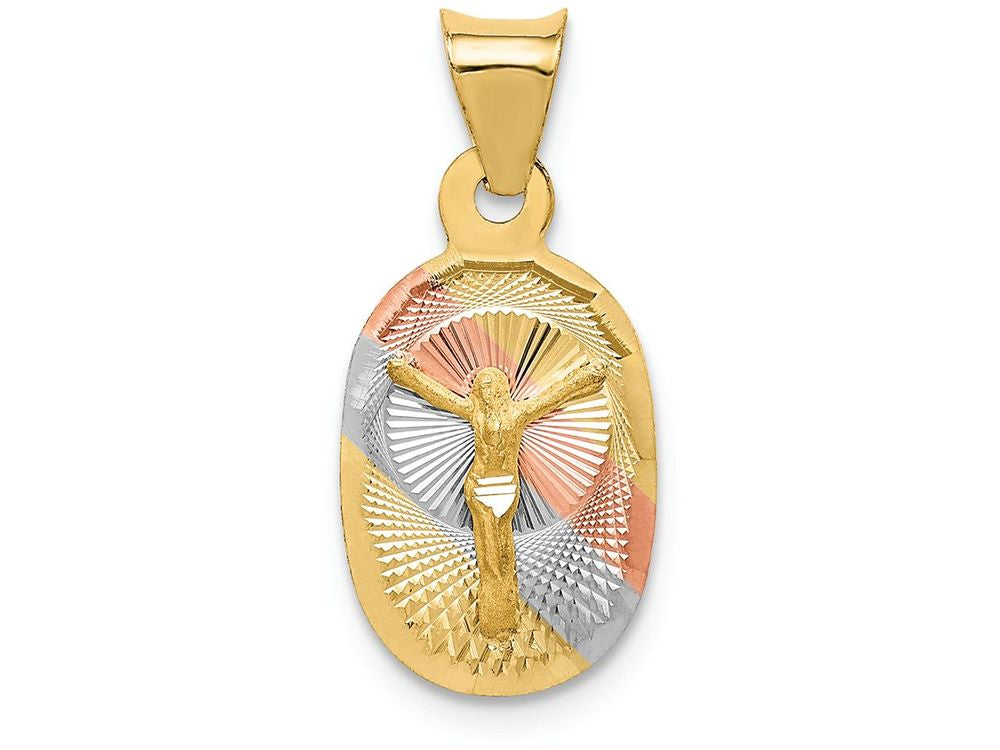 FJC Finejewelers 14k Yellow Gold with Rhodium Polished Bright Cut Corpus Oval Charm