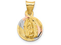 FJC Finejewelers 14k Yellow Gold with Rhodium Polished Bright Cut Lady Of Guadalupe Circle Charm