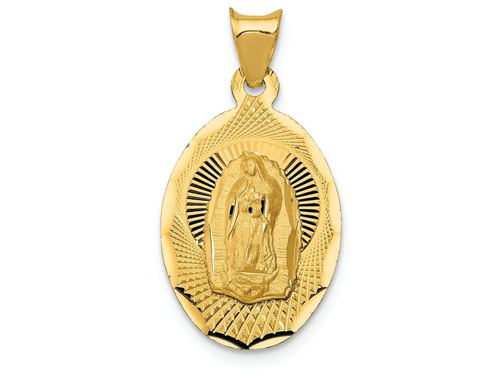 FJC Finejewelers 14k Yellow Gold Polished Bright Cut Lady Of Guadalupe Oval Charm
