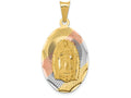 FJC Finejewelers 14k Yellow Gold with Rhodium Polished Bright Cut Lady Of Guadalupe Oval Charm