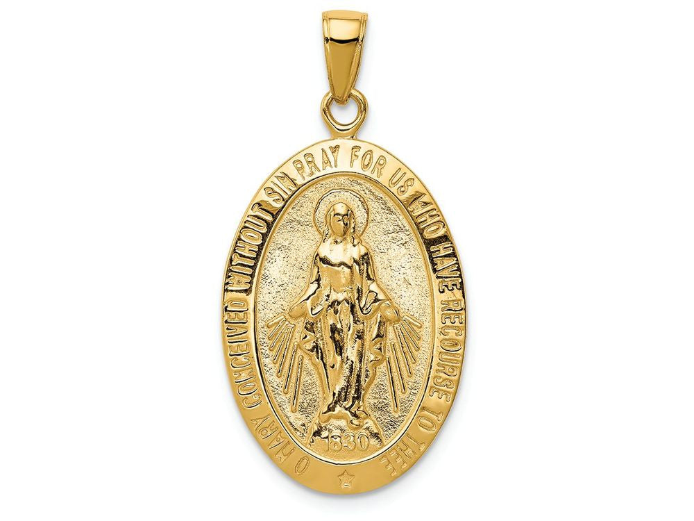 FJC Finejewelers 14k Yellow Gold Satin And Polished Finish Miraculous Medal Charm