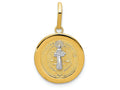 FJC Finejewelers 14k Yellow Gold with with Rhodium Circle St. Benedict Medal Charm