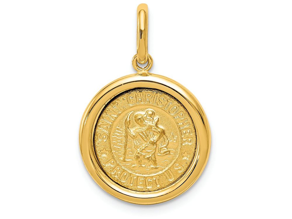 FJC Finejewelers 14k Yellow Gold Polished And Satin St Christopher Medal Charm