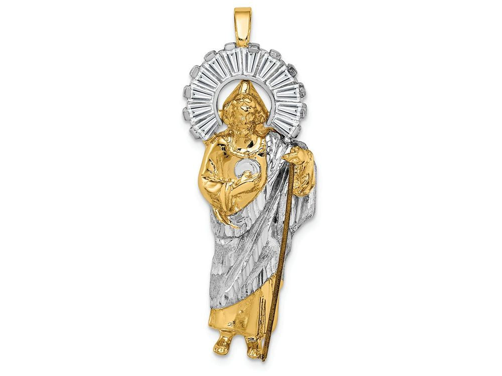 FJC Finejewelers 14k Yellow Gold with Rhodium CZ Bright Cut Polished St. Jude Charm