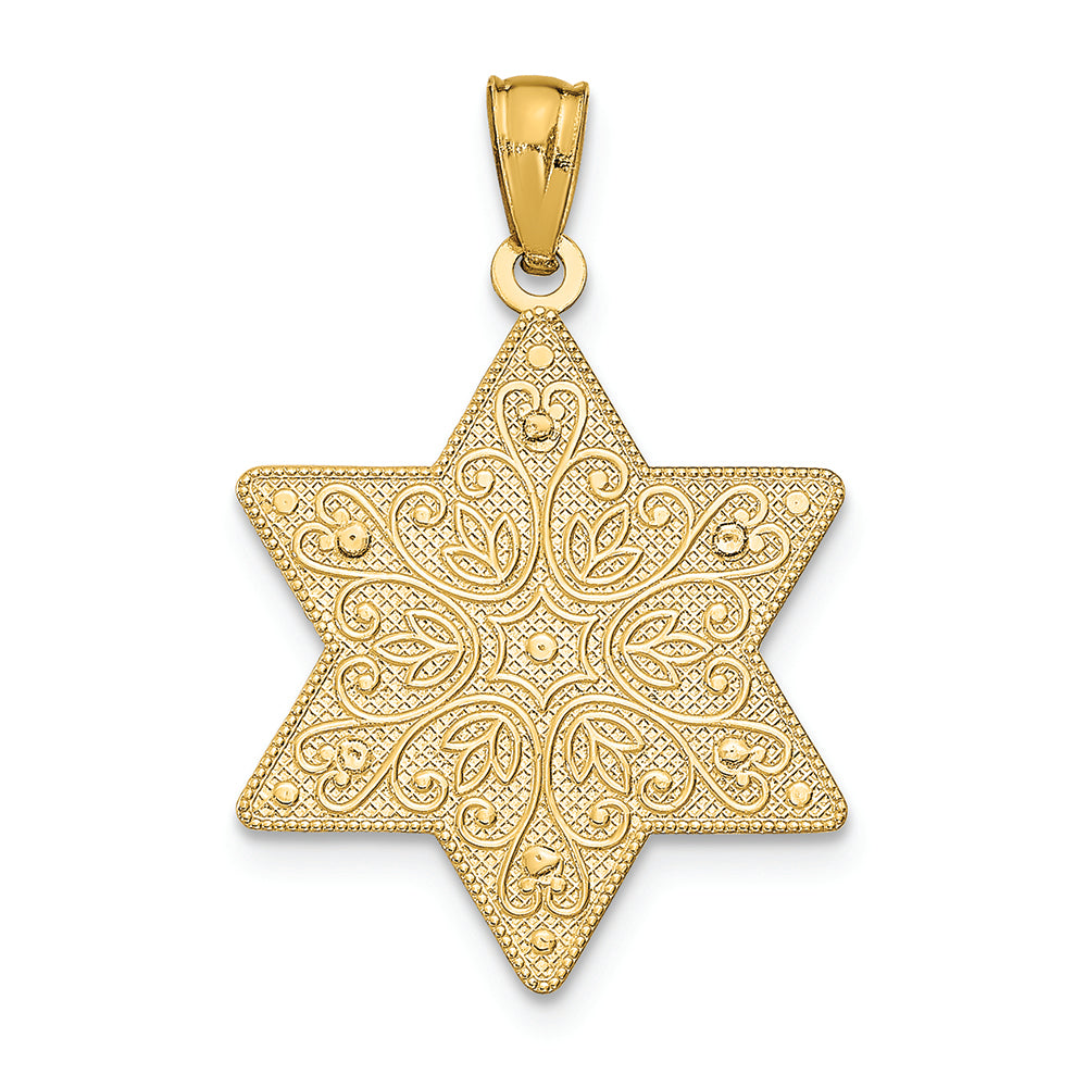 FJC Finejewelers 14k Two-tone Gold Polished Reversible Filigree Star Of David Charm