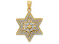 FJC Finejewelers 14k Two-tone Gold Polished Reversible Filigree Star Of David Charm