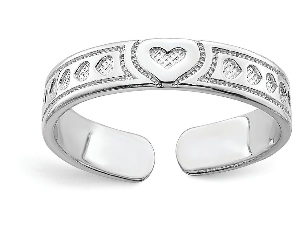 FJC Finejewelers 14k White Gold Polished Hearts Pattern Toe Ring