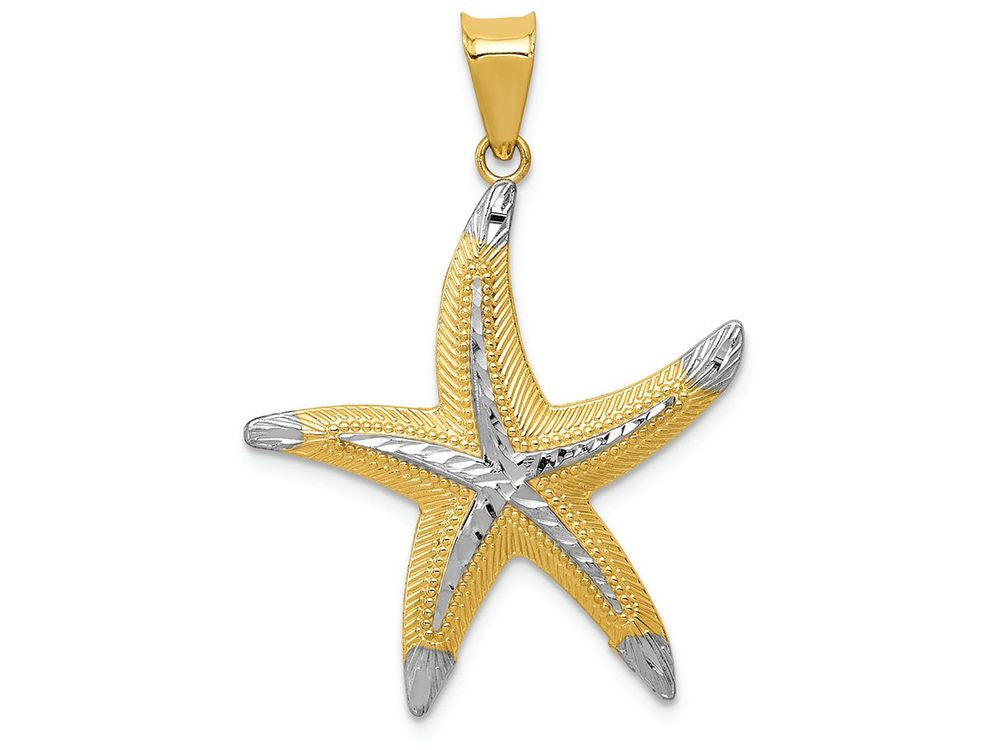 FJC Finejewelers 14k Yellow Gold And with Rhodium Bright Cut Polished Starfish Charm