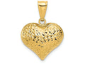 FJC Finejewelers 14k Yellow Gold Polished Bright Cut Puffed Heart Charm