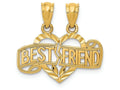 FJC Finejewelers 14k Yellow Gold Bright Cut Break Apart Best Friend Heart Charm