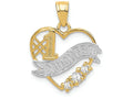FJC Finejewelers 14k Yellow Gold with with Rhodium CZ #1 Daughter Heart Charm