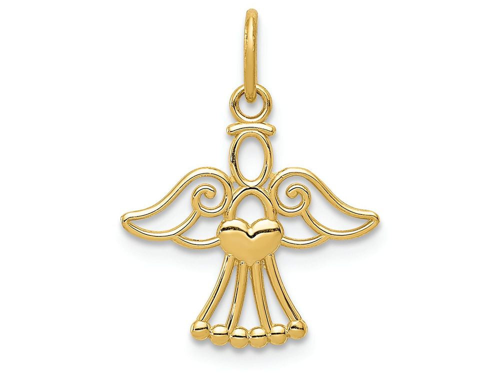 FJC Finejewelers 14k Yellow Gold Polished Small Angel with Heart Charm