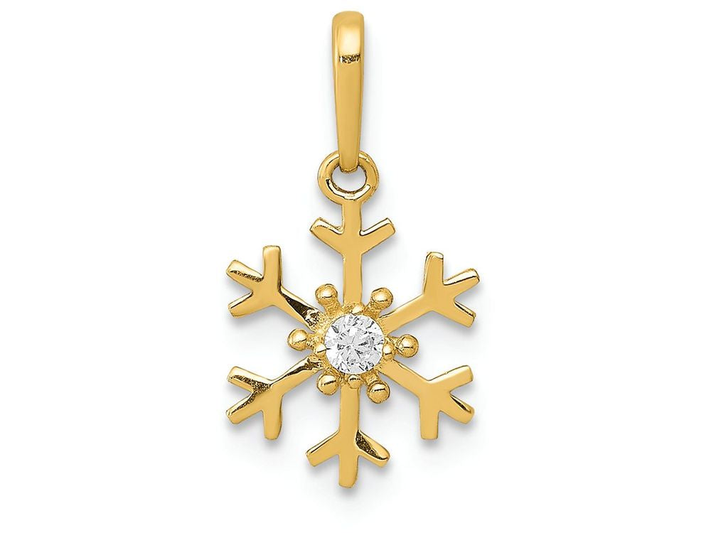 FJC Finejewelers 14k Yellow Gold Polished CZ Snowflake Charm
