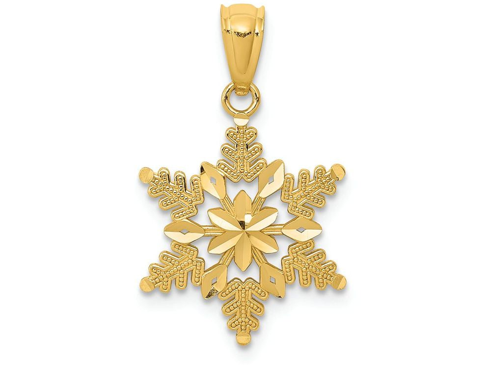 FJC Finejewelers 14k Yellow Gold Bright Cut Polished Snowflake Charm