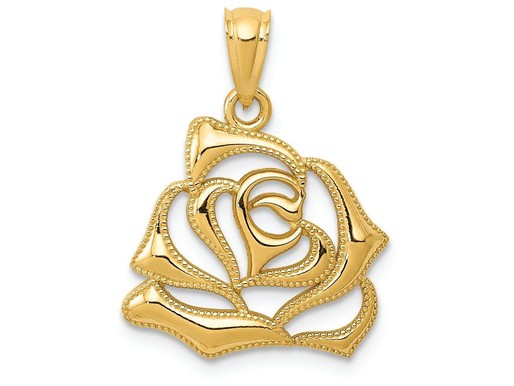 FJC Finejewelers 14k Yellow Gold Polished Open Rose Charm