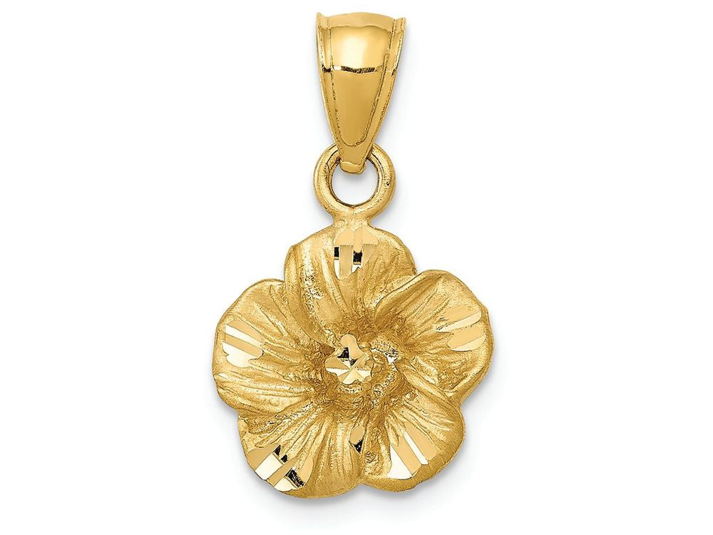 FJC Finejewelers 14k Yellow Gold Satin Bright Cut Hibiscus Charm