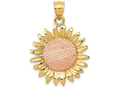 FJC Finejewelers 14k Two-tone Gold Polished Sunflower Charm