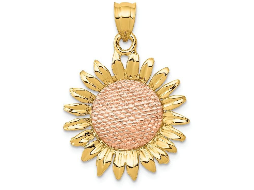 FJC Finejewelers 14k Two-tone Gold Polished Sunflower Charm