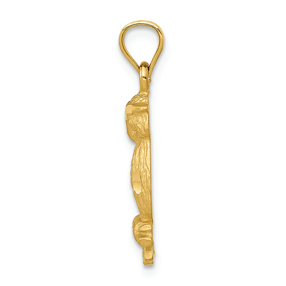 FJC Finejewelers 14k Yellow Gold Satin Bright Cut Owl Charm