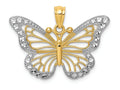FJC Finejewelers 14k Yellow Gold with Rhodium Bright Cut Polished Open Butterfly Charm