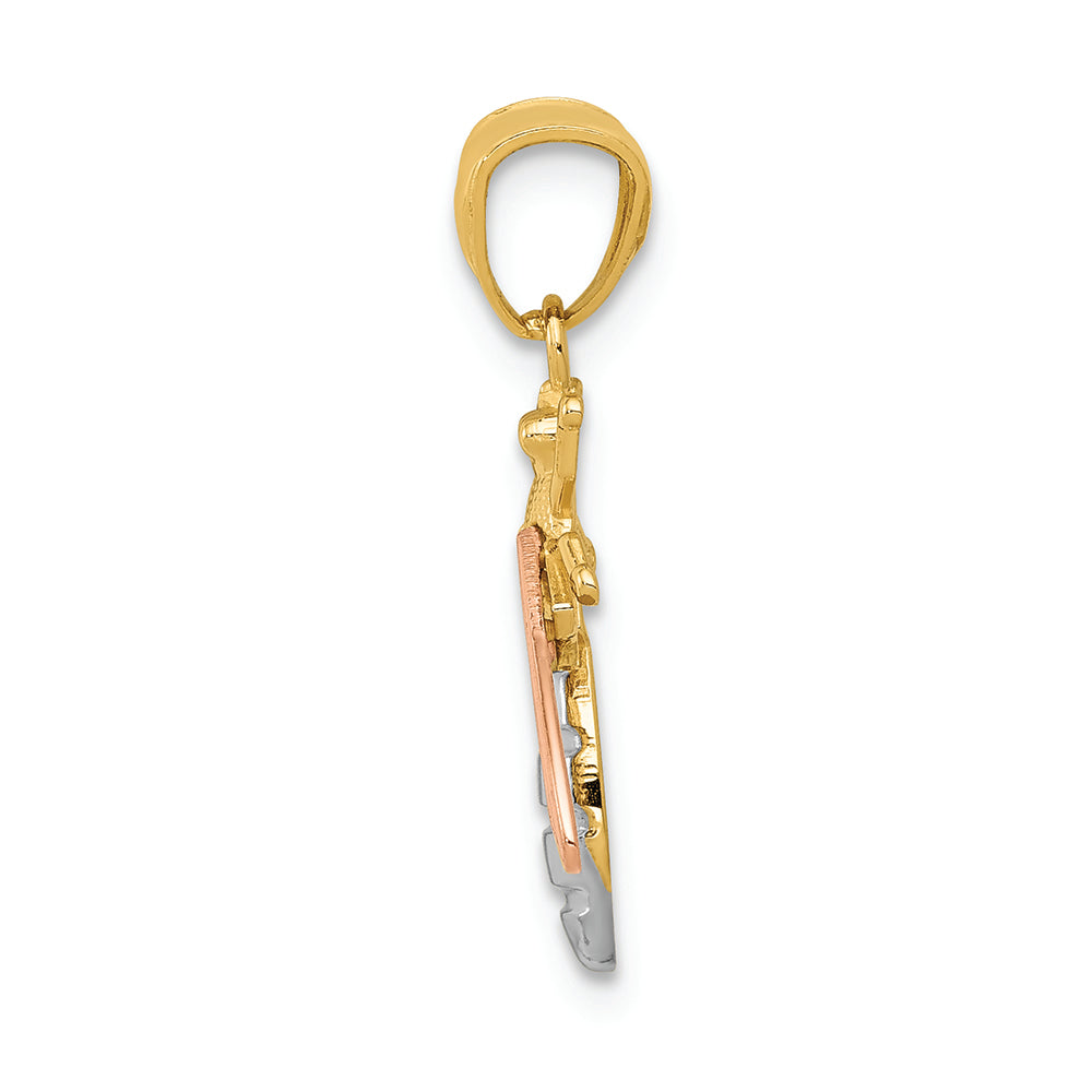 FJC Finejewelers 14k Yellow Rose Gold with with Rhodium Polished Bee Charm